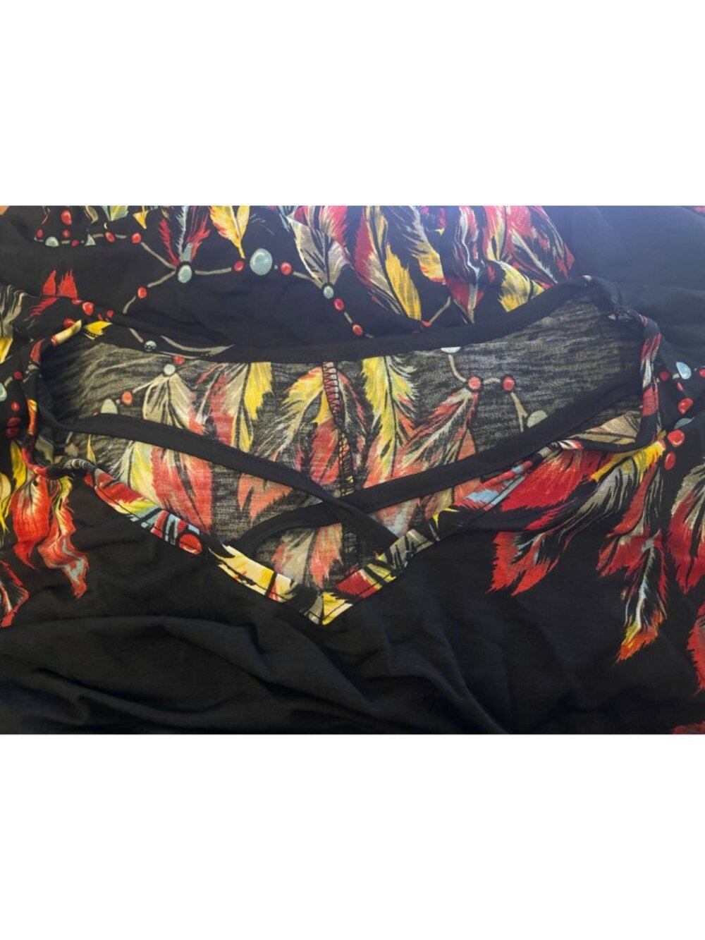 NEW Women's PLUS Size 2X Colorful Artsy Feather Boho Southwestern Tunic Dress - Picture 4 of 4